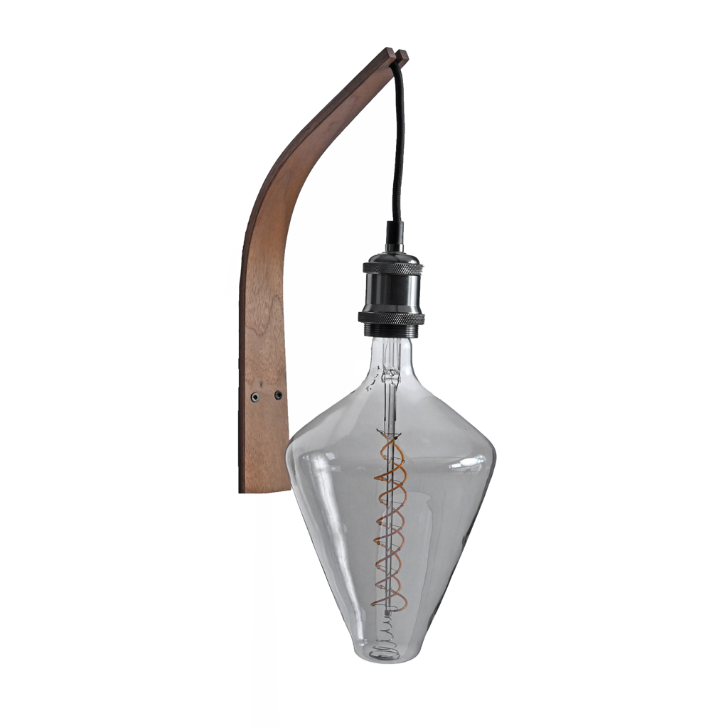 LeuchtNatur - Arcus - Wandlampe mit Holzhalterung und grosser Glhbirne